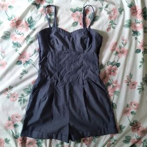 Denim Sweetheart Neckline Romper Jumpsuit